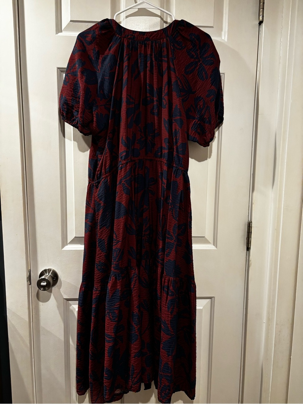 Sonoma Floral Tiered Midi Dress in Burgundy & Navy - Picture 2 of 3